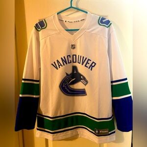 Canucks Fanatics Replica blank jersey kids youth L/XL white